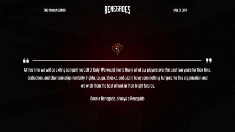 Renegades lukker divisionen ved Call of Duty