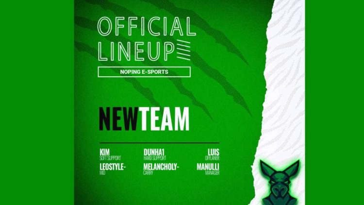 NoPing e-sports annoncerede en ny line-up til Dota 2