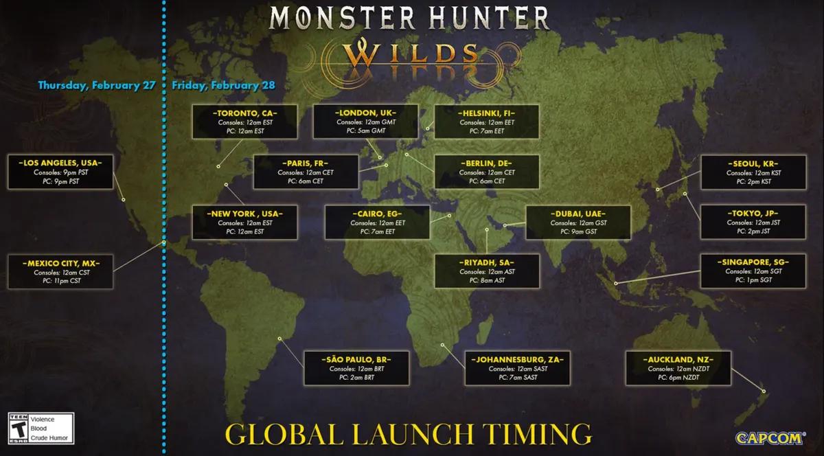 Monster Hunter Wilds Udgivelse 27-28 februar - MH Wilds Præcis udgivelsestidspunkt