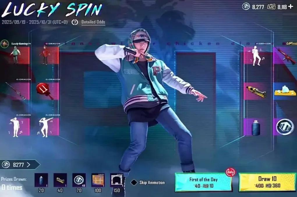 Samarbejde mellem PUBG Mobile og G-Dragon: Lucky Spin, belønninger og eksklusivt indhold