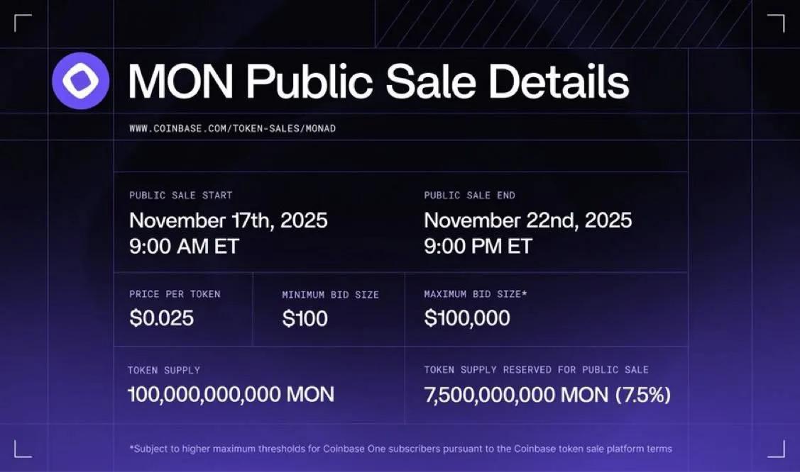 Monad og Coinbase annoncerer $MON Token ICO: Første offentlige salg på børsens nye platform