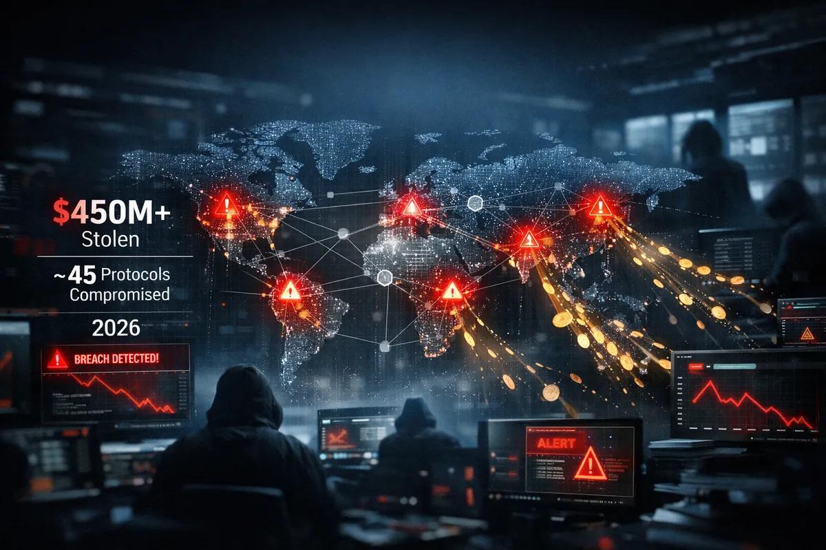 Hackere har allerede stjålet over 450 millioner dollars fra ~45 kryptoprotokoller i 2026