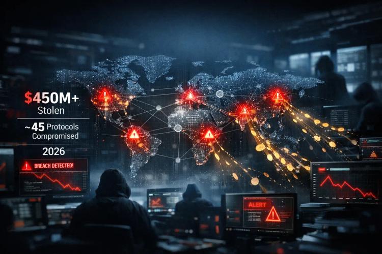 Hackere har allerede stjålet over 450 millioner dollars fra ~45 kryptoprotokoller i 2026