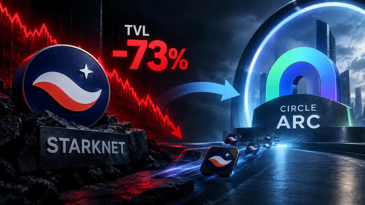 Starknet TVL falder med 73% på en dag, da deres største app flytter til Circle's Arc