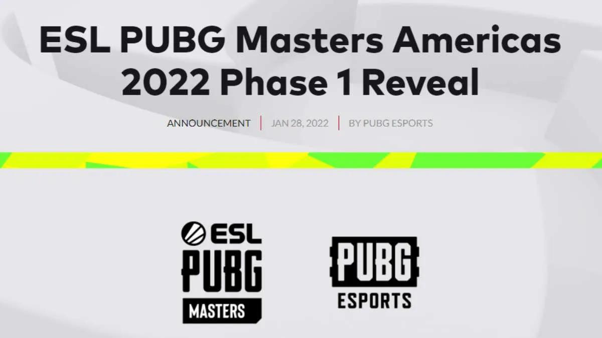 ESL annonceret PUBG Masters Americas 2022 Phase 1