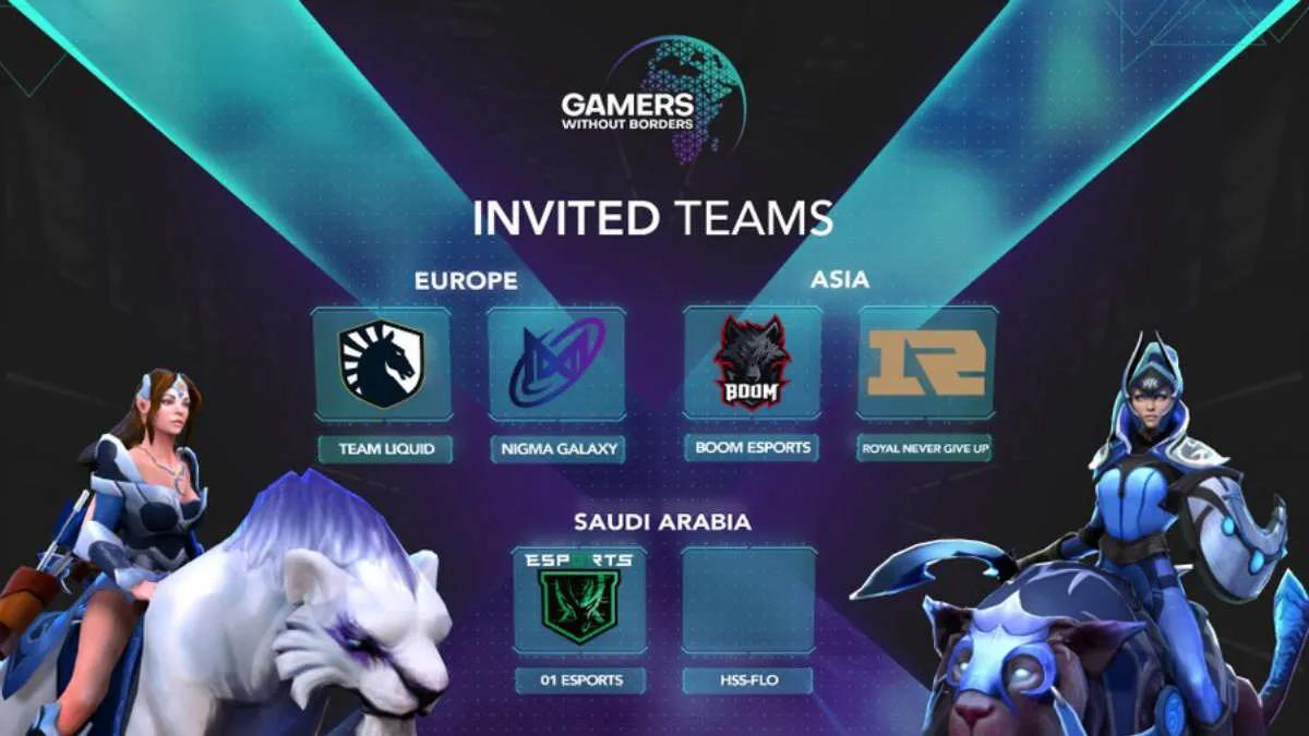 Team Liquid, Nigma Galaxy, Royal Never Give Up og BOOM Esports modtog invitationer til Gamers Without Borders 2022