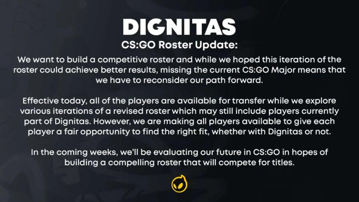 Dignitas opretter en CS:GO-liste til overførsel