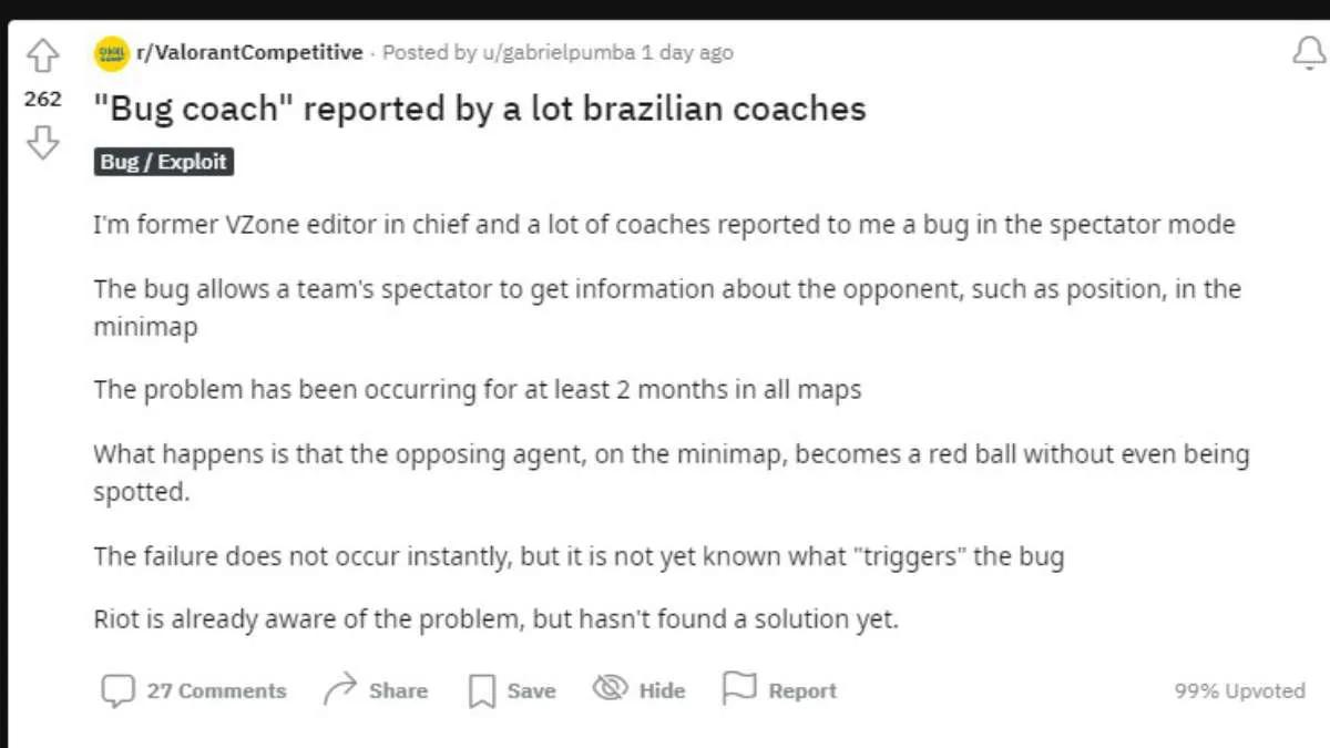 Brasilianske trænere rapporterede en "trænerfejl" i Valorant