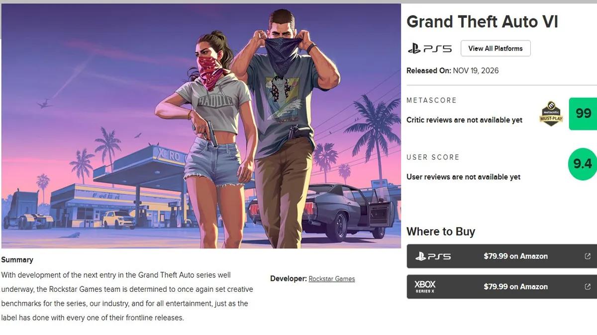 GTA 6's score på Metacritic er måske ikke så høj som du forventede