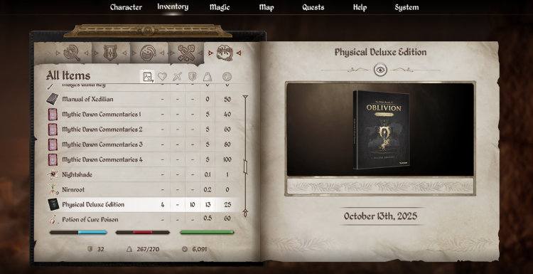Oblivion Remastered Physical Deluxe Edition lanceres 13. oktober for $40