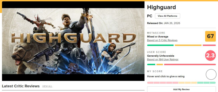 Highguard er blevet det værste spil i 2026 på Metacritic 1