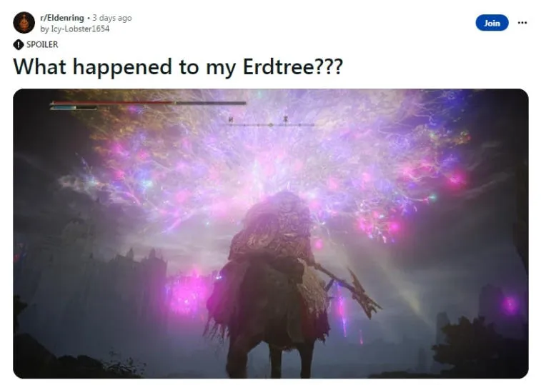 Mind-Blowing Glitch Transforms Elden Ring's Erdtree into a Cyberpunk 2077 Masterpiece. Photo 1